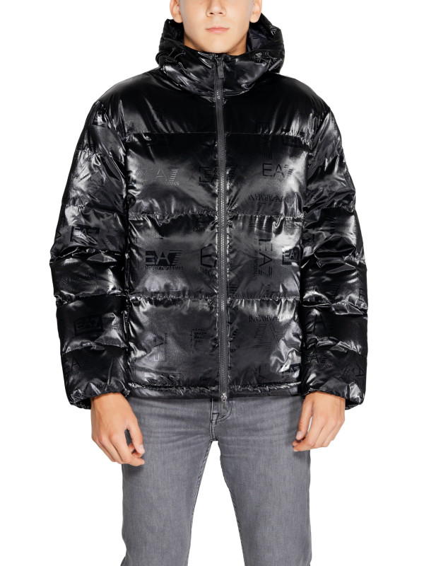 Schwarze glänzende EA7 Pufferjacke Schwarze glänzende EA7 Pufferjacke