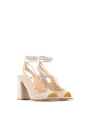 Beige Leder Sandalette Hergestellt in Italien