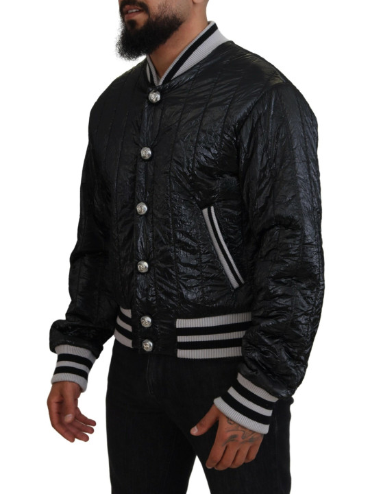 Jackets Sleek Black Bomber Jacket 4.350,00 € 8057142182196 | Planet-Deluxe