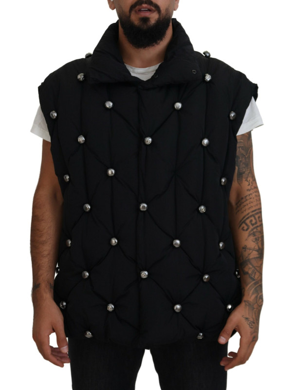 Jackets Elegant Black Sleeveless Vest Jacket 6.860,00 € 8057142455047 | Planet-Deluxe