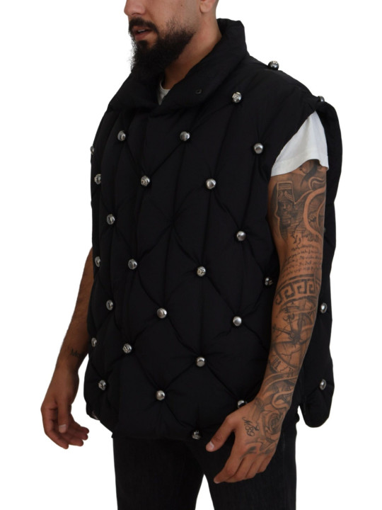 Jackets Elegant Black Sleeveless Vest Jacket 6.860,00 € 8057142455047 | Planet-Deluxe