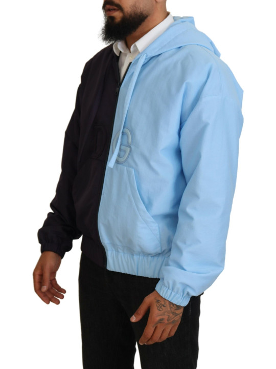 Jackets Elegant Hooded Blue Jacket - Full Zipper Closure 5.470,00 € 8057142078970 | Planet-Deluxe