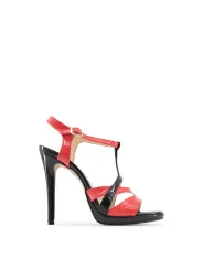 Rote und schwarze High-Heel Sandalette