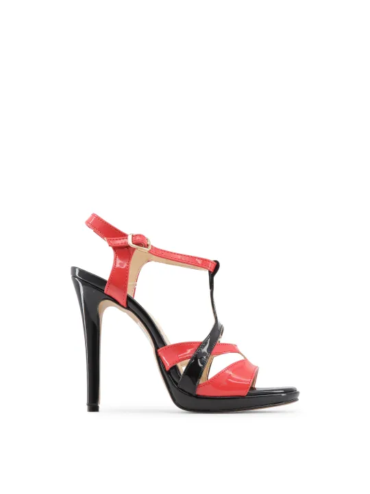 Rote und schwarze High-Heel Sandalette