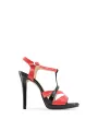 Rote und schwarze High-Heel Sandalette