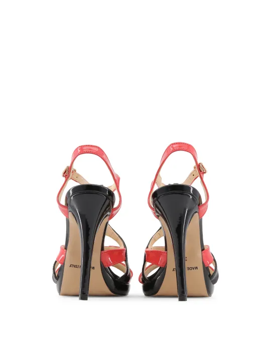 Schwarze Korallenfarbene Italienische Sandalette