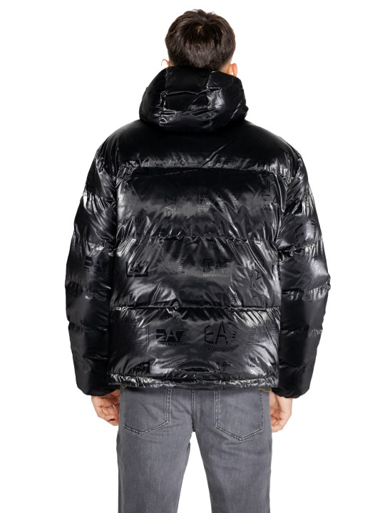Schwarze EA7 Pufferjacke mit Logo