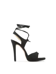 Schwarze Leder High Heel Sandalette