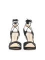 Schwarze italienische Damen-Riemchensandalen mit Absatz