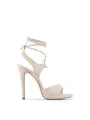 Beige Braun Sandalette mit Goldabsatz