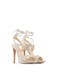 Beige lederne Riemchen High Heels