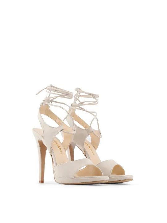 Beige lederne Riemchen High Heels