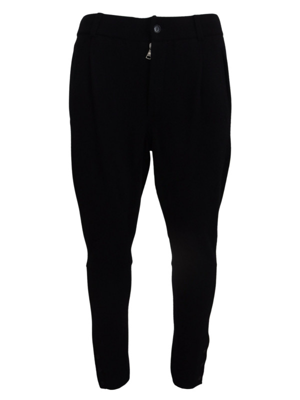 Jeans & Pants Elegant Black Tapered Wool Trousers 1.680,00 € 8034064962747 | Planet-Deluxe