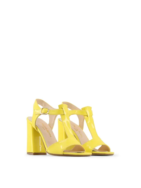 Gelbe Damen Sandalette mit Absatz
