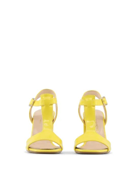 Gelbe Italienische Damensandalen mit Riemchen