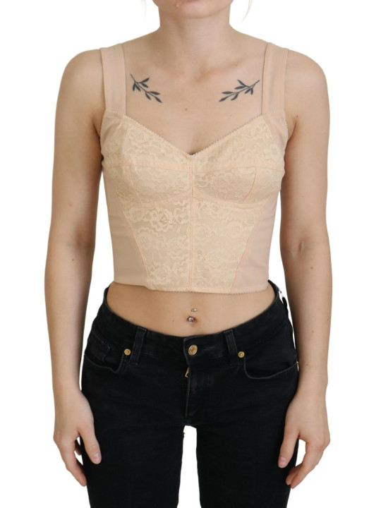 Tops & T-Shirts Elegant Beige Bustier Corset Top 1.260,00 € 8054319560290 | Planet-Deluxe