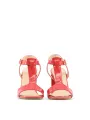Korallenfarbene Riemchensandalen mit Absatz