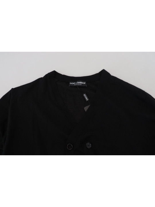 Sweaters Elegant Black Cashmere Cardigan Sweater 2.620,00 € 8050249422943 | Planet-Deluxe