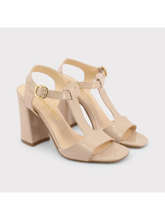 Braun Lederriemen Sandalette mit Absatz