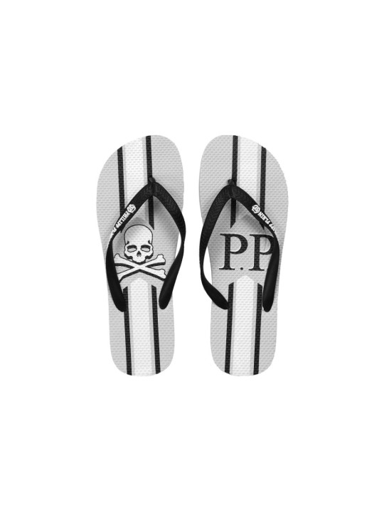 Sandals Chic Gray Logo Print Flip Flops 300,00 € 8059024086042 | Planet-Deluxe