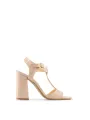 Braun Leder Sandalette hoher Absatz