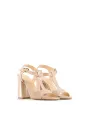 Braun Leder Blockabsatz Sandalette