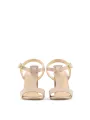 Beige Leder High-Heels Sandalen Braun
