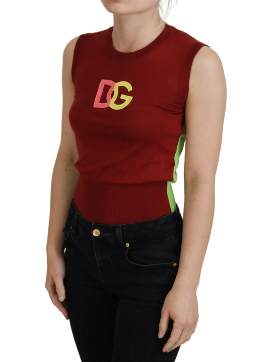 Tops & T-Shirts Elegant Silk Casual Top Red Green 1.810,00 € 8057155547432 | Planet-Deluxe