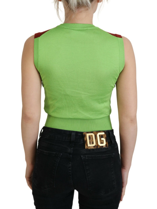 Tops & T-Shirts Elegant Silk Casual Top Red Green 1.810,00 € 8057155547432 | Planet-Deluxe