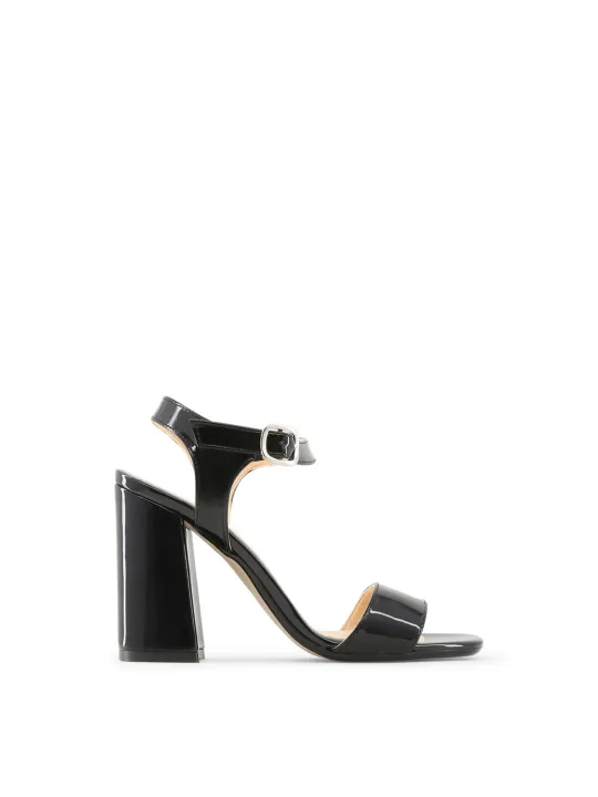 Schwarze Patentleder Sandalette mit Absatz