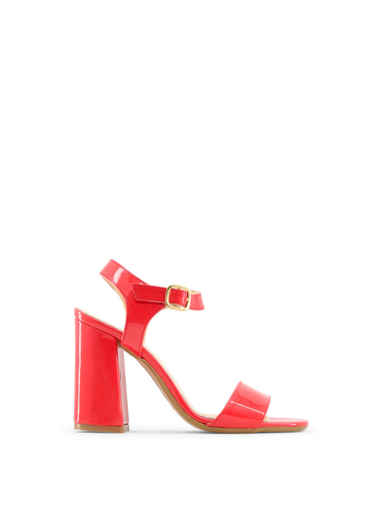 Rote Leder Sandalette mit Absatz