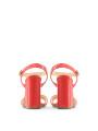 Korallenrote Leder-Sandalette mit Absatz