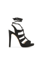 Schwarze Leder Sandalette mit Absatz