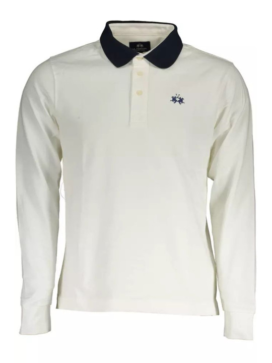 Polo Shirt Elegant Long-Sleeved White Polo with Contrasting Details 270,00 € 7613431373341 | Planet-Deluxe