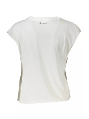Tops & T-Shirts Chic Sleeveless White Tee with Print & Contrast Details 120,00 € 8445110402245 | Planet-Deluxe