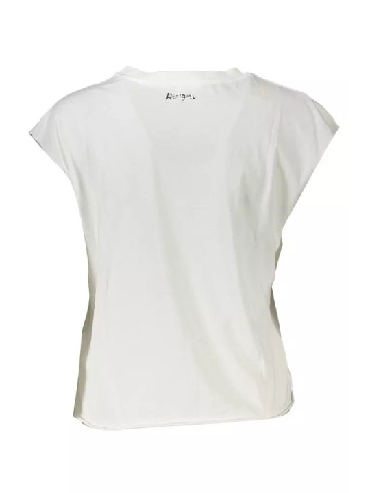 Tops & T-Shirts Chic Sleeveless White Tee with Print & Contrast Details 120,00 € 8445110402245 | Planet-Deluxe