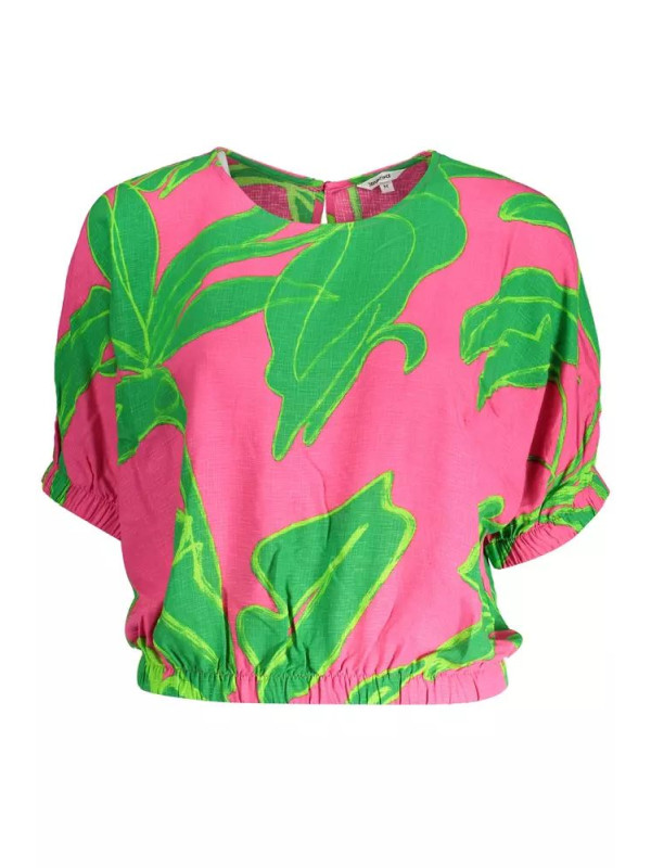 Tops & T-Shirts Chic Pink Viscose Blouse with Contrasting Details 140,00 € 8445110397169 | Planet-Deluxe