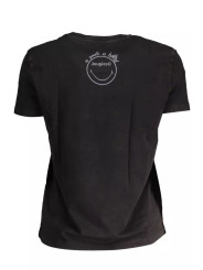 Tops & T-Shirts Chic Black Printed Cotton Tee with Logo 120,00 € 8445110411094 | Planet-Deluxe