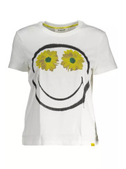 Tops & T-Shirts Chic White Printed Cotton Tee with Logo 120,00 € 8445110399378 | Planet-Deluxe