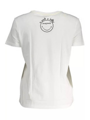 Tops & T-Shirts Chic White Printed Cotton Tee with Logo 120,00 € 8445110399378 | Planet-Deluxe