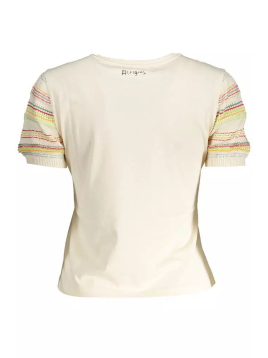 Tops & T-Shirts Chic Desigual Printed White Tee with Contrasting Accents 120,00 € 8445110392829 | Planet-Deluxe