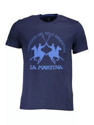 T-Shirts Elegant Blue Cotton Tee with Chic Print 120,00 € 7613431469303 | Planet-Deluxe