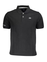 Polo Shirt Sleek Black Cotton Polo Shirt with Embroidery 170,00 € 7613431461567 | Planet-Deluxe