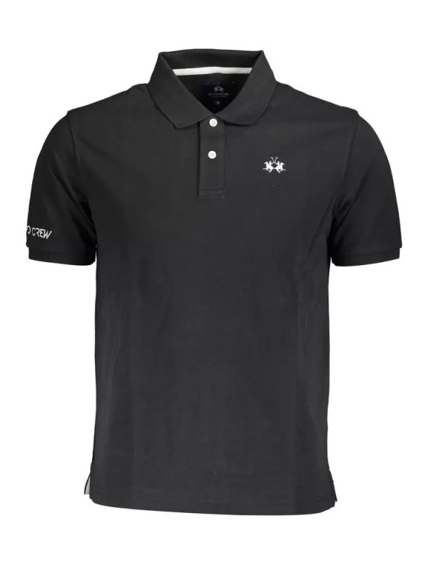 Polo Shirt Sleek Black Cotton Polo Shirt with Embroidery 170,00 € 7613431461567 | Planet-Deluxe