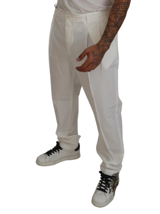Jeans & Pants Elegant White Cotton Chino Dress Pants 930,00 € 8057001441921 | Planet-Deluxe