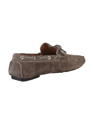 Graue Wildledermokassins mit Camouflage-Muster