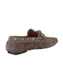 Graue Wildledermokassins mit Camouflage-Muster