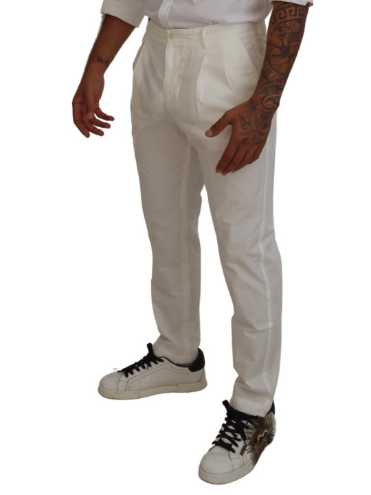 Jeans & Pants Elegant White Cotton Chino Pants 930,00 € 8057001441914 | Planet-Deluxe