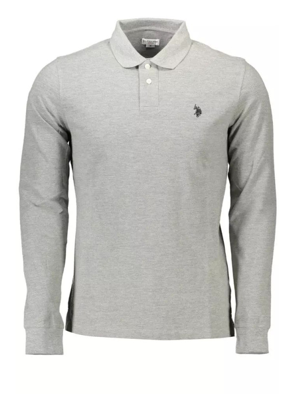 Polo Shirt Elegant Long-Sleeved Polo Shirt in Gray 150,00 € 606286188076 | Planet-Deluxe