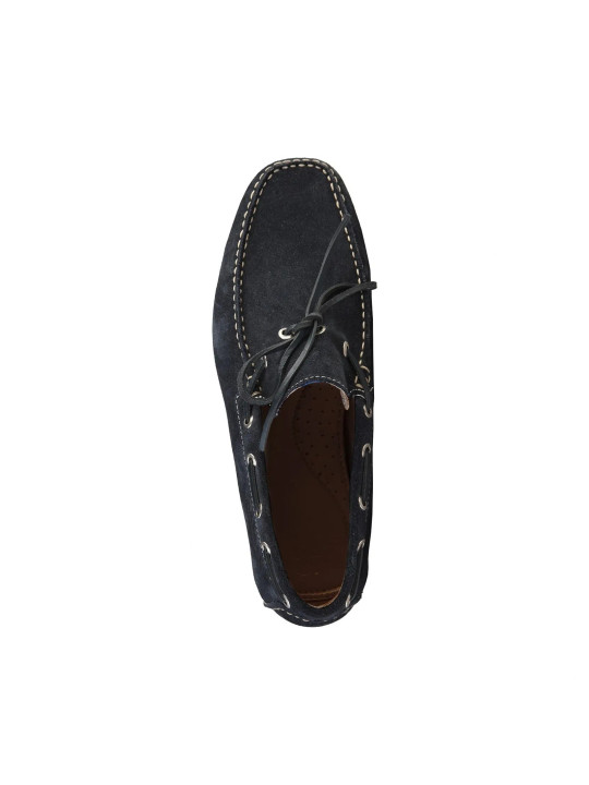 Blaue Leder-Mokassins mit Camouflage-Muster